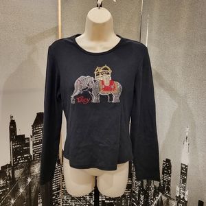 Caviar size XL black tee with beaded NJ Lucy Elephant